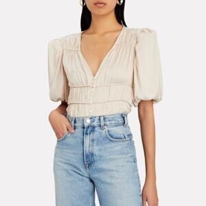 Frame Denim Cream Puff Sleeve Blouse